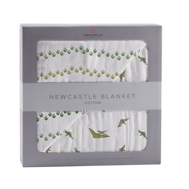 Dino Feet and Pteranodon Cotton Muslin Newcastle Blanket