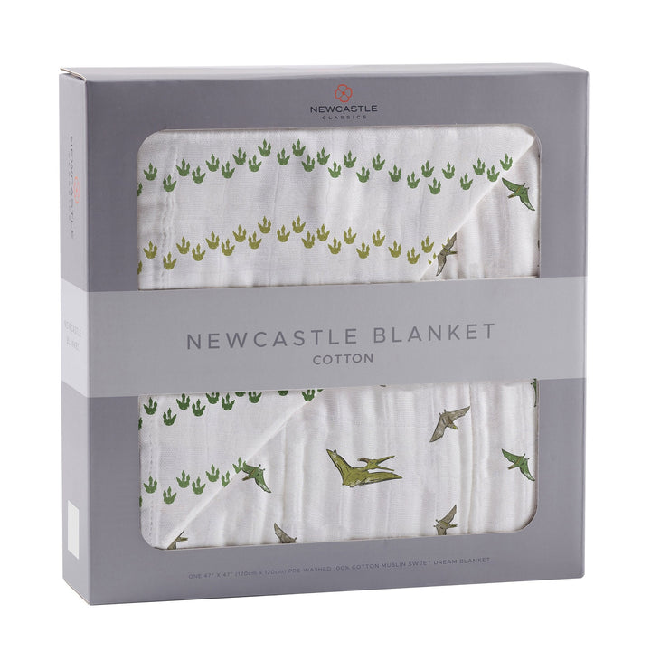 Dino Feet and Pteranodon Cotton Muslin Newcastle Blanket