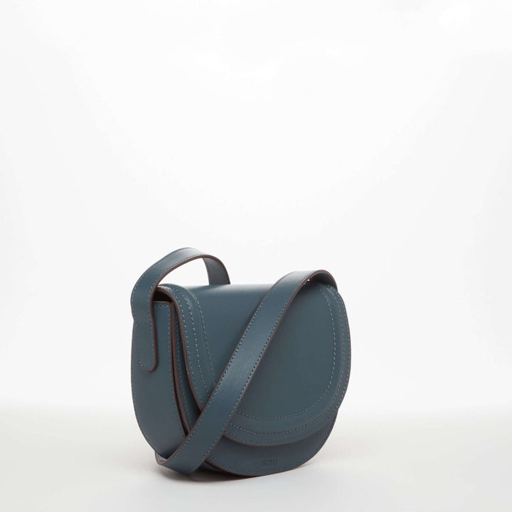 Susu The Sarah Blue Leather Crossbody Bag