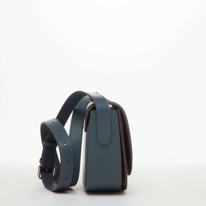 Susu The Sarah Blue Leather Crossbody Bag