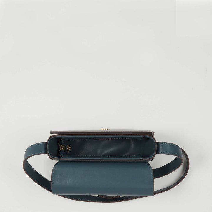 Susu The Sarah Blue Leather Crossbody Bag