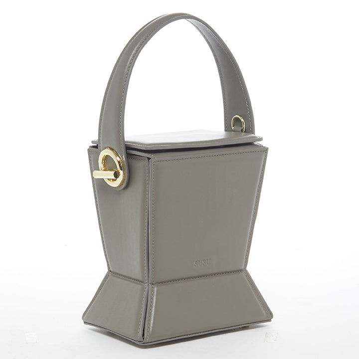 Susu The Amber Leather Bucket Bag - Grey