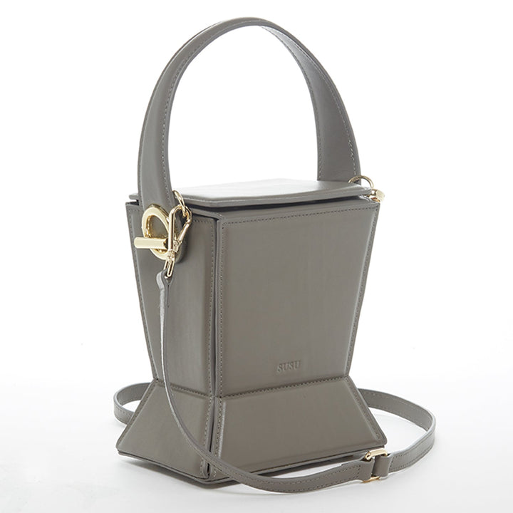 Susu The Amber Leather Bucket Bag - Grey