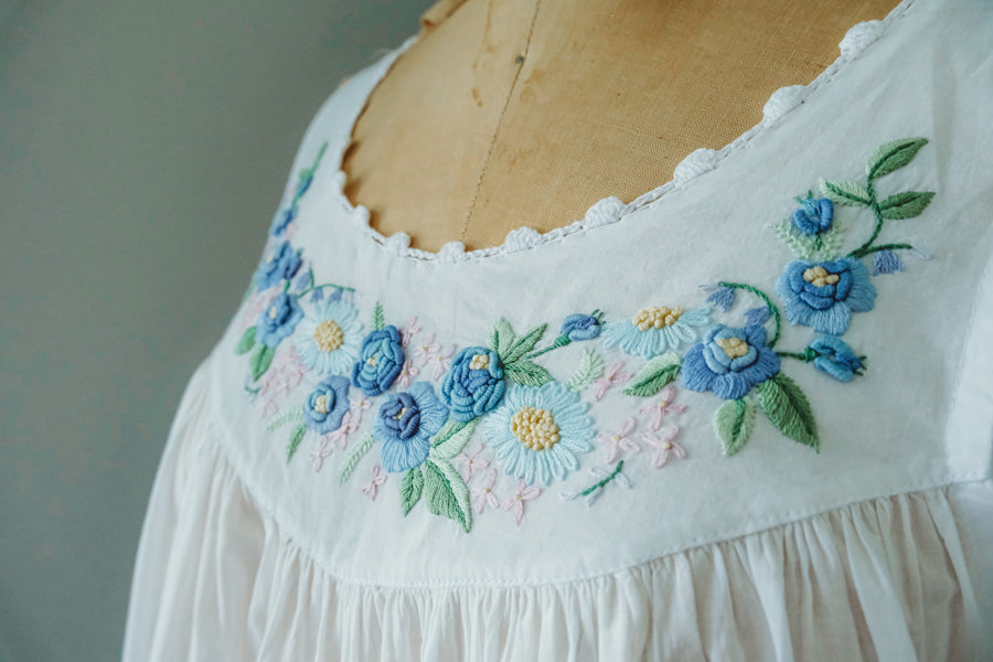 Blue Rosebud Nightgown