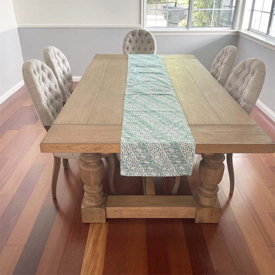 Batik Table Runner Green Royalty, Hand Dyed, 100% Cotton