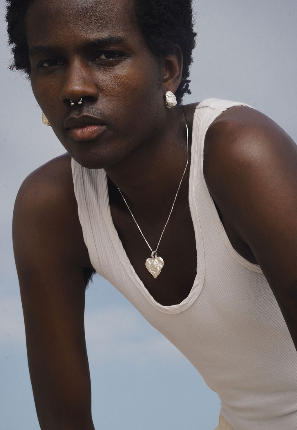 Silver Heart Rock Necklace - Chain or Leather