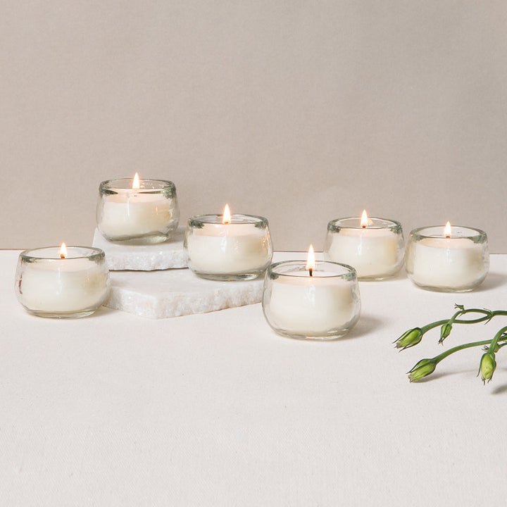 Pebbled Filled Mini-Votive Candles - Set of 6
