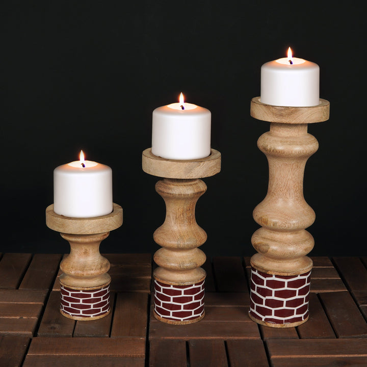 Gramercy Red Pillar Candleholder Set