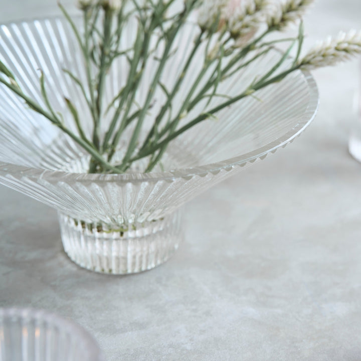 Pressed Clear Glass Low Bowl