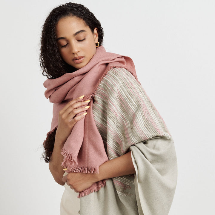 Chive Ombre Hand Textured Handloom Soft Merino Throw