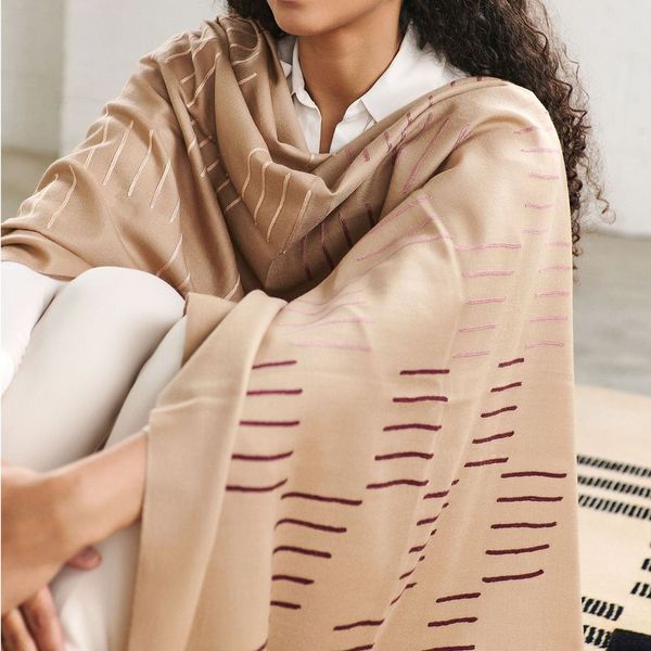 Maple Beige Handwoven Hand Embroidered Classic Scarf