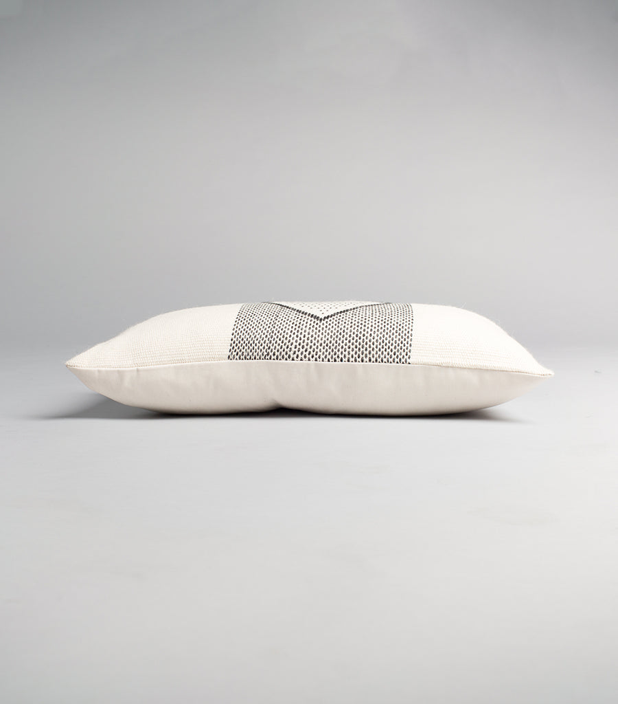 Diamante Lumbar Pillow with Border - Ivory
