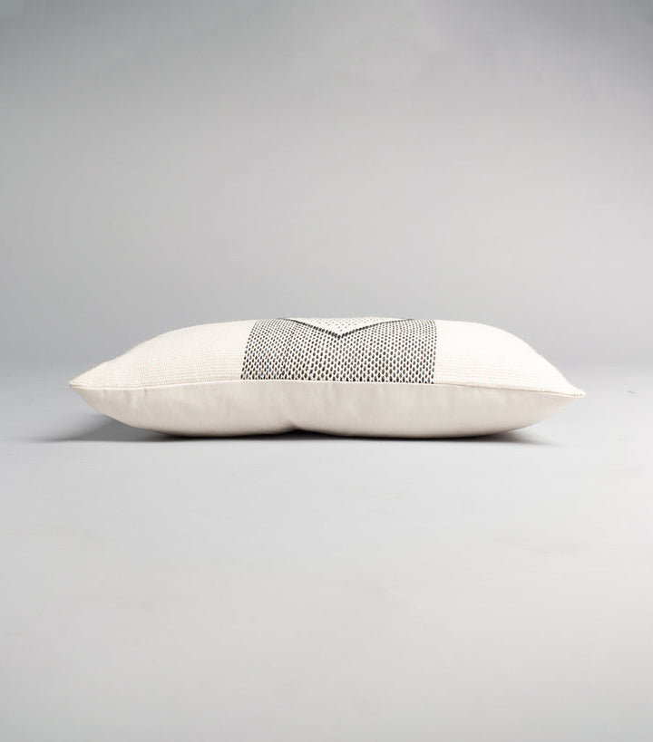 Diamante Lumbar Pillow with Border - Ivory