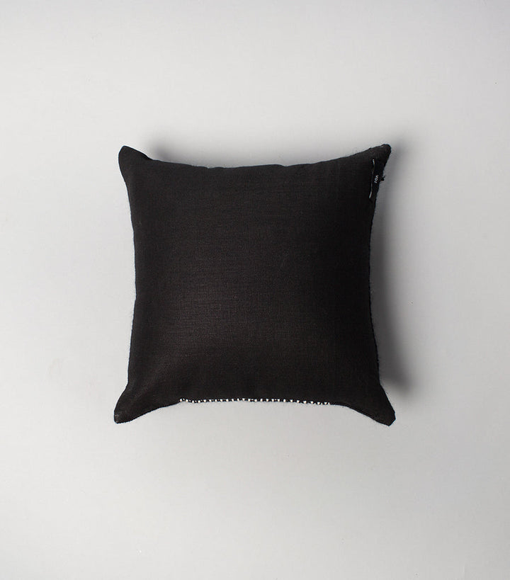 Diamante Square Textile Small Pillow - Black