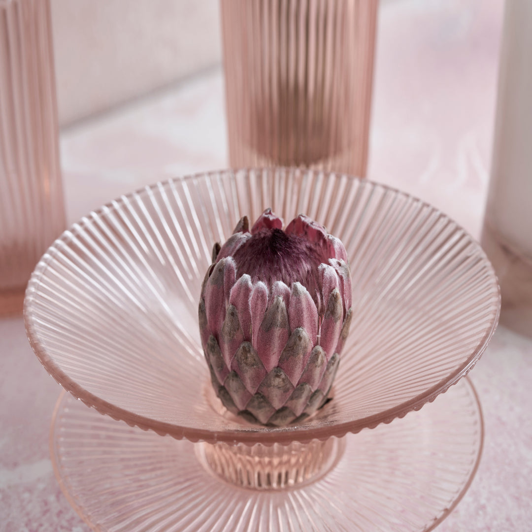 Pressed Pink Glass Low Bowl