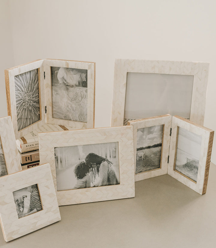 Artemis 4x6 Double Picture Frame - Handcrafted Bone
