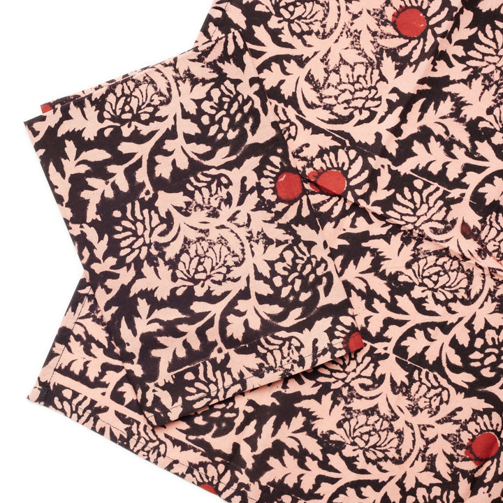 Hummus Floral Wax Block Printe Cotton Table Napkin( set of 4 )