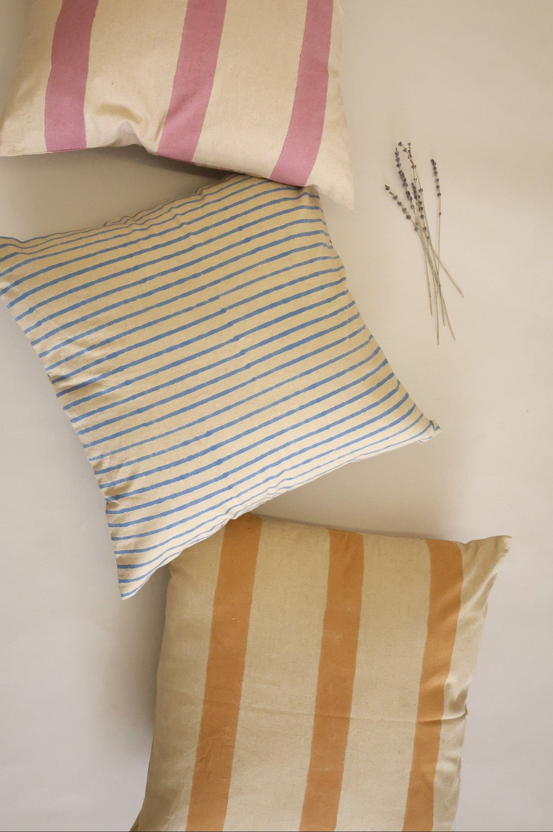 Oh! Stripes (Ochre) Block Print Pillow