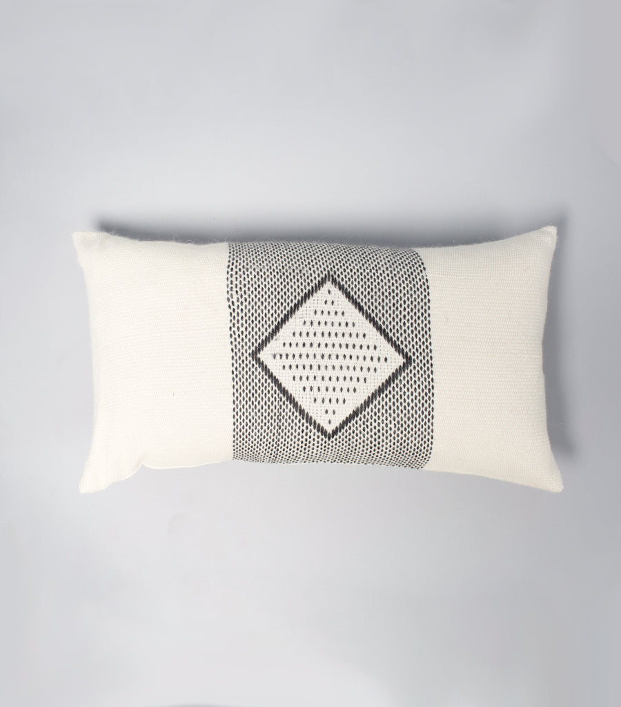 Diamante Lumbar Pillow with Border - Ivory