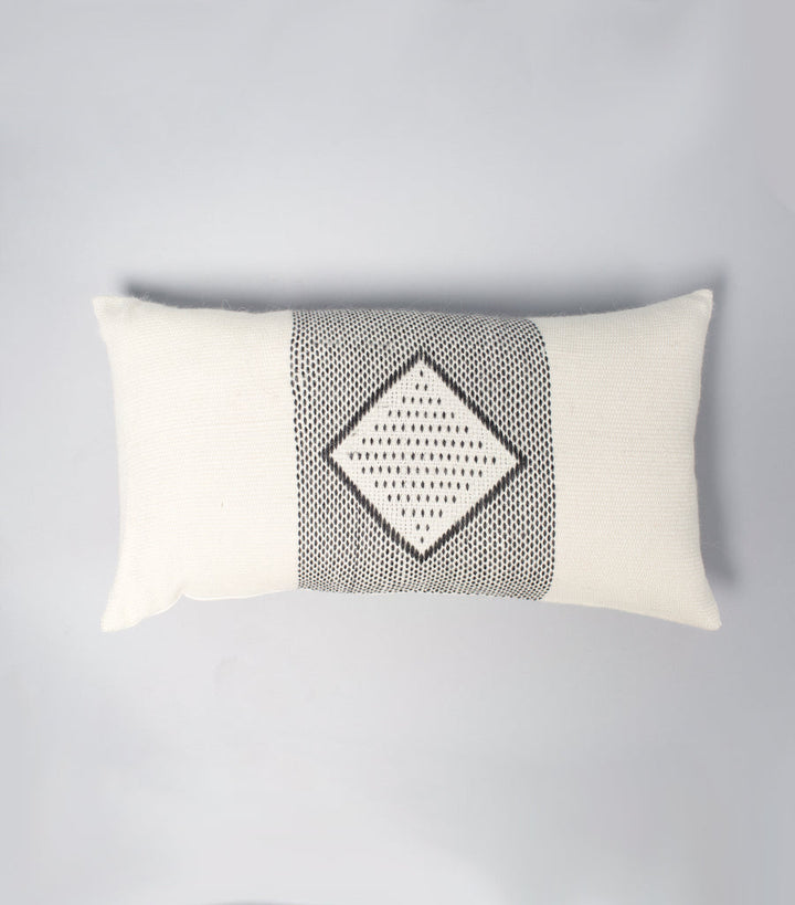 Diamante Lumbar Pillow with Border - Ivory