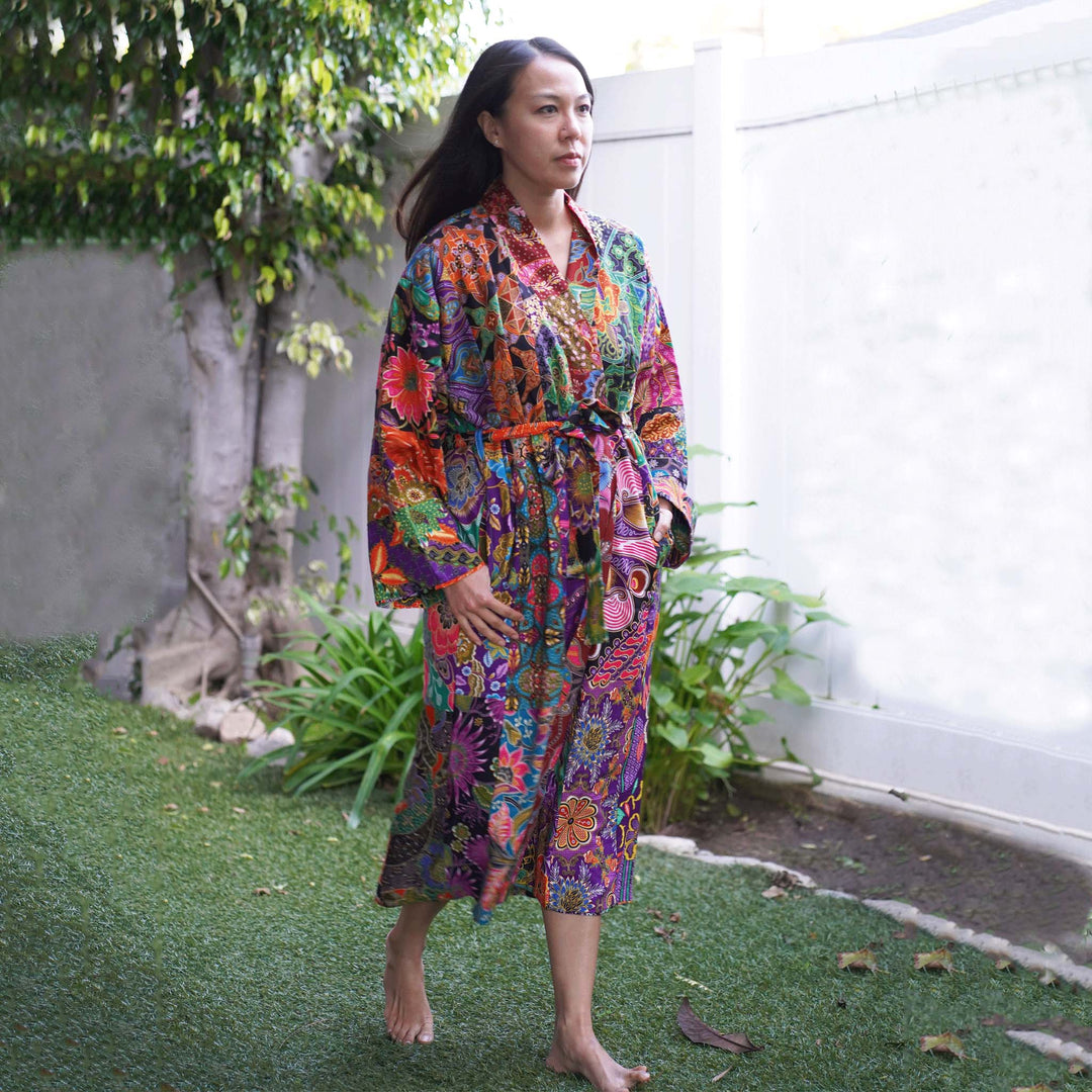 Handmade Long Thick Quilted Robe/ Kimono