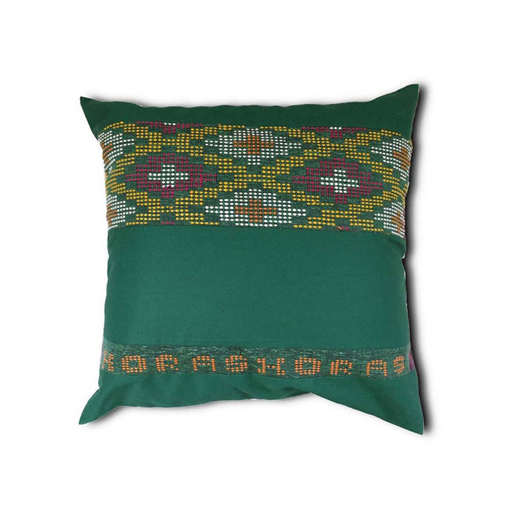 Handwoven Ikat Pillow Cover, Green and Yellow. Cover Only with No Insert. 20inches x 20inches, Cushion