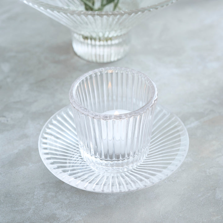 Pressed Clear Glass Small Plates - Set of 6