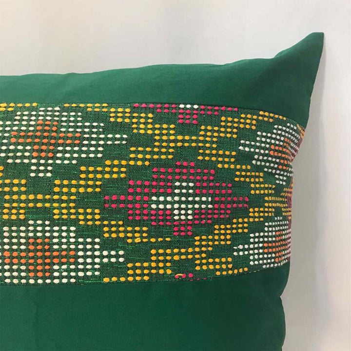 Handwoven Ikat Pillow Cover, Green and Yellow. Cover Only with No Insert. 20inches x 20inches, Cushion