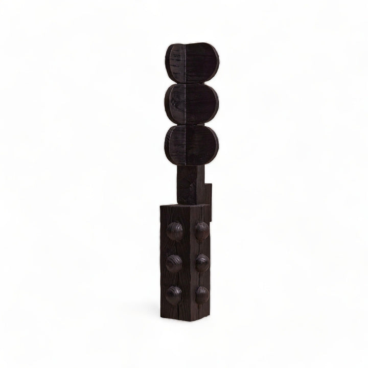 Handcrafted pine wood sculpture with charcoal finish, 28 inches tall, made by artisans in Honduras