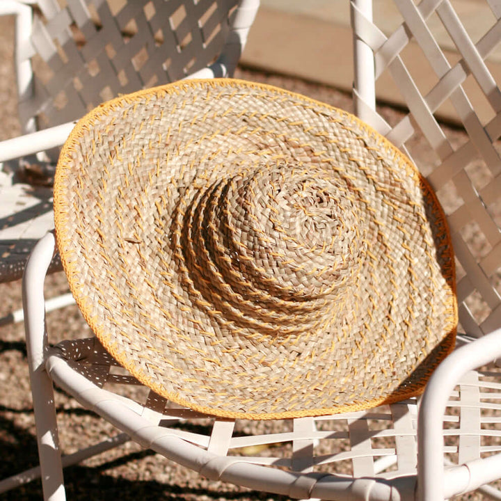 Balinese Pecatu Wide Round Straw Hat - Butter Yellow