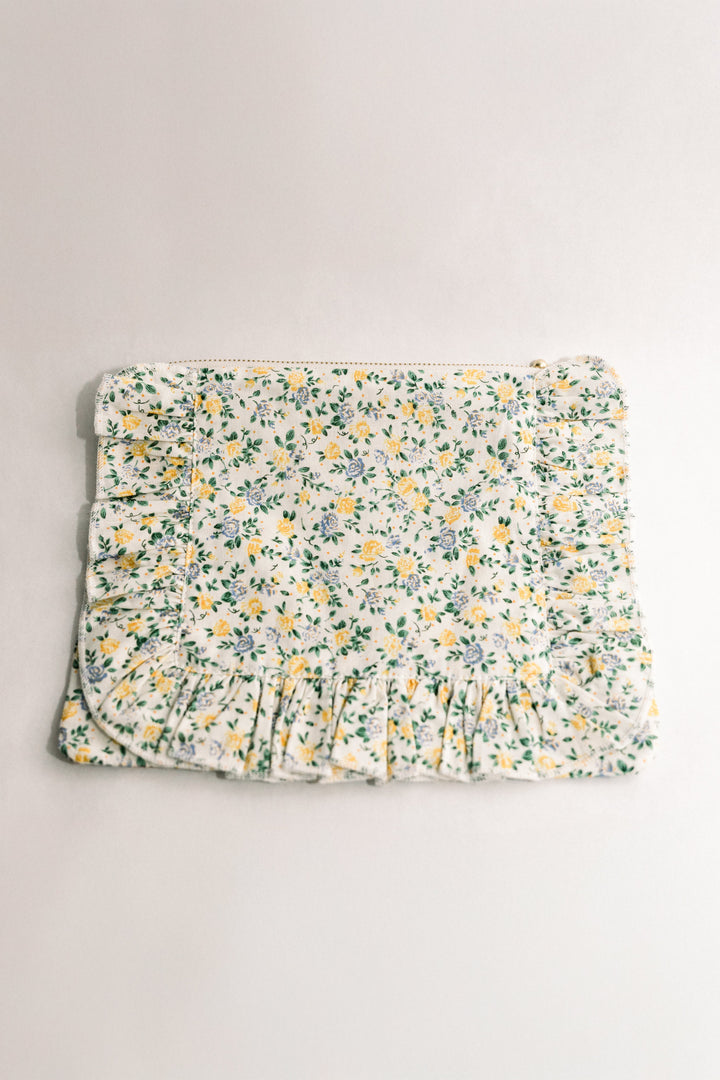 Buttercup Bloom | Timeless Floral Ruffle Zipper Pouch