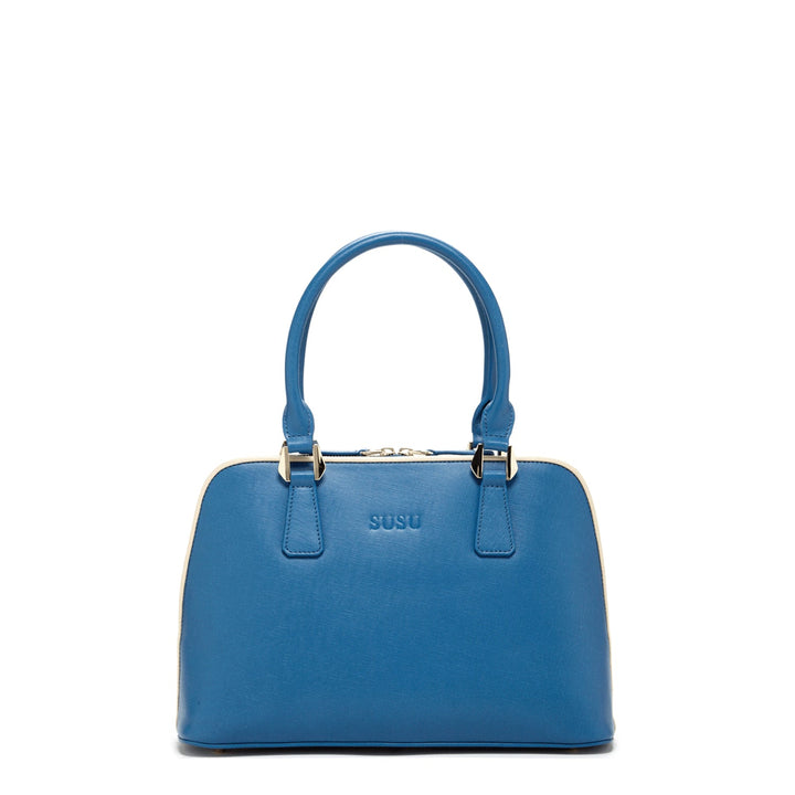 SUSU Saffiano Leather Satchel Bag Blue Purse Women's Handbag