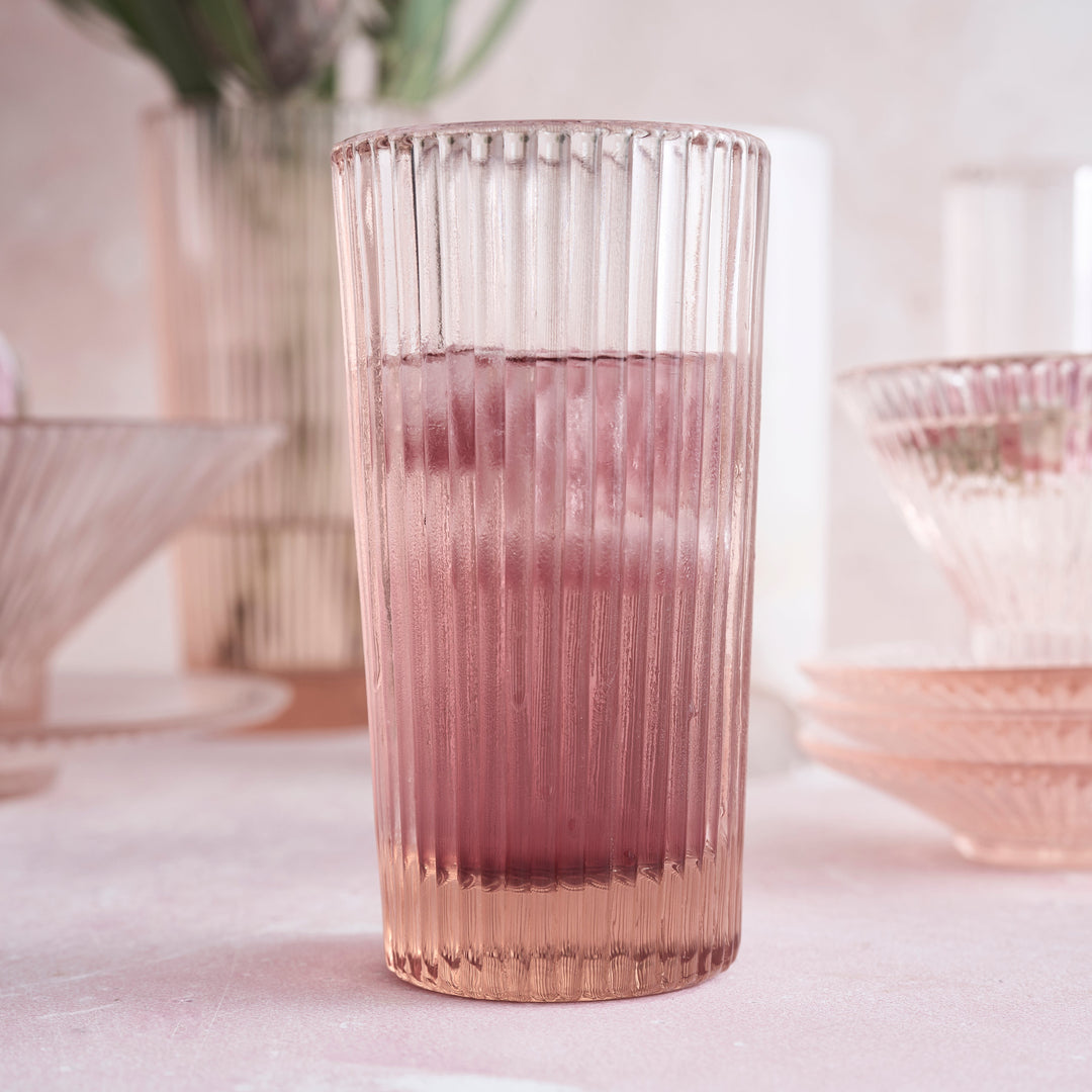 Pressed Pink Tall Glasses - Set of 4