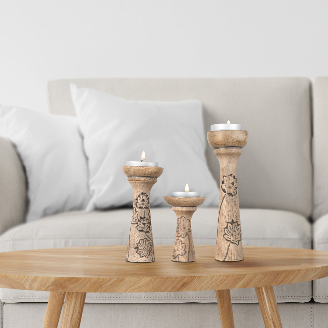 Lotus Vine Natural Pillar Candleholder Set