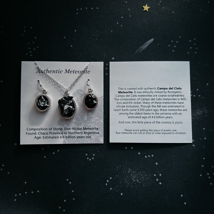 Pear Shaped Teardrop Meteorite Stud Earrings
