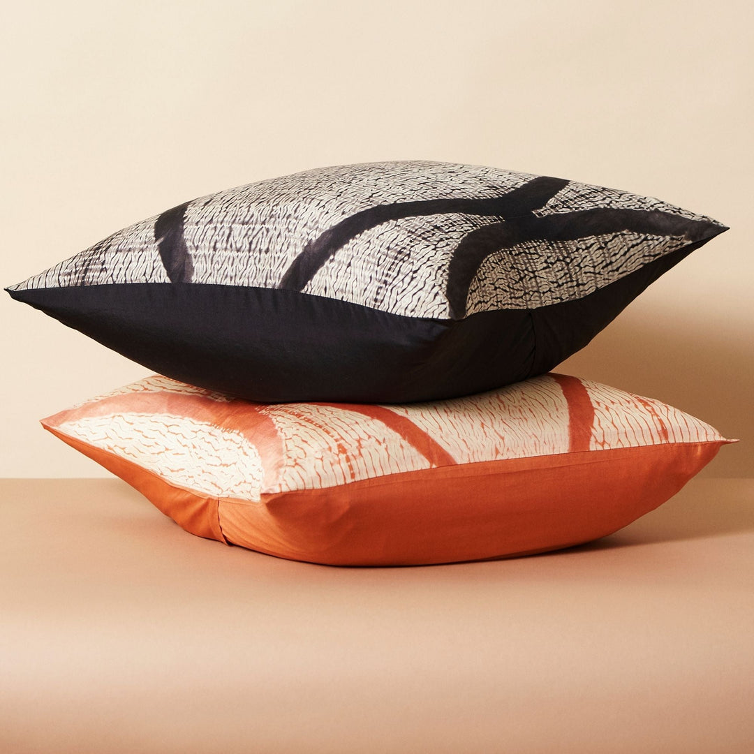 Arc Coral Hand Crafted Shibori Print Mulberry Silk Pillow