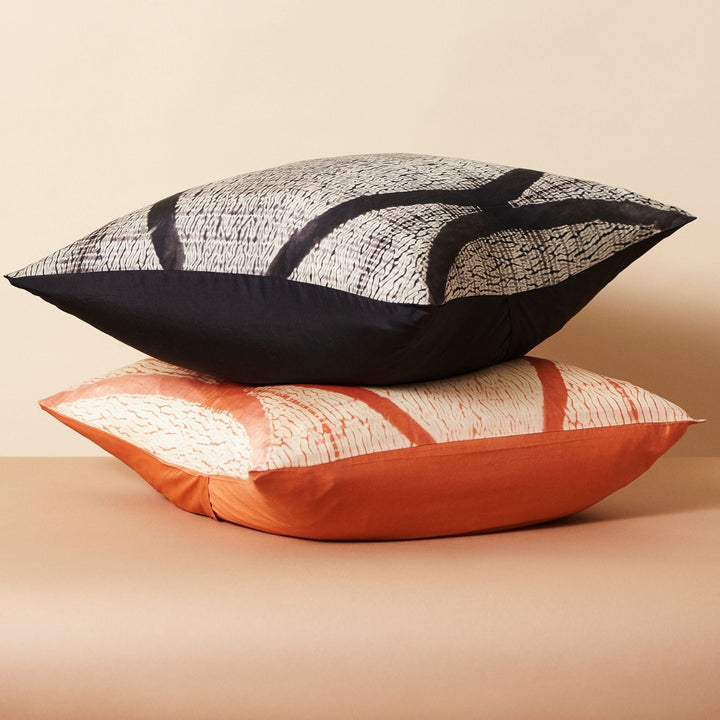 Arc Coral Hand Crafted Shibori Print Mulberry Silk Pillow