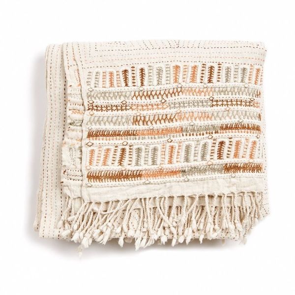 Unah Fully Hand Embroidered Handwoven Organic Cotton Throw