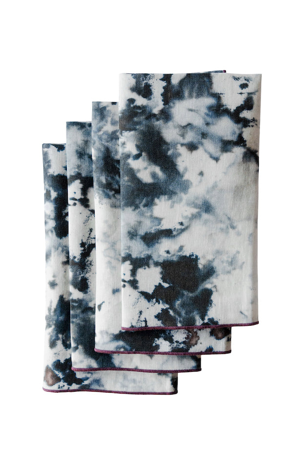 Grey marble pattern linen dinner napkins set of four with elegant stone-inspired design on white background