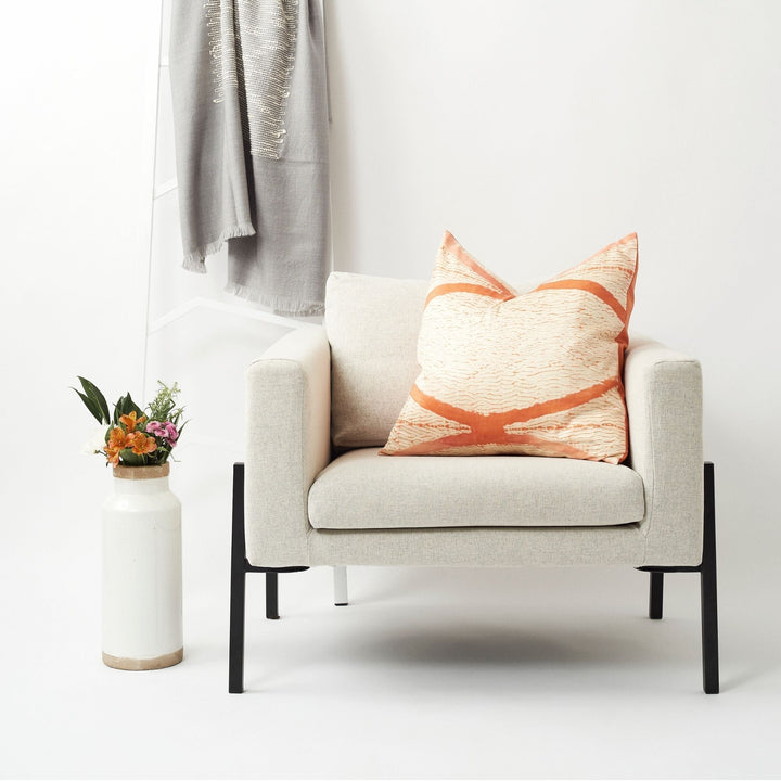 Arc Coral Hand Crafted Shibori Print Mulberry Silk Pillow