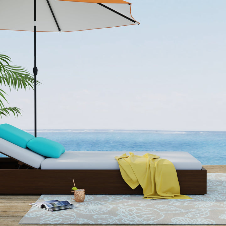 Line Flower Cool Aqua