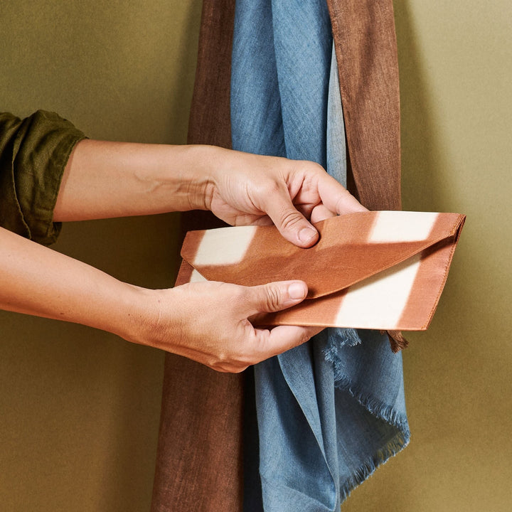 Melo Gold Mulberry Silk Shibori Hand Crafted Zero Waste Pouch