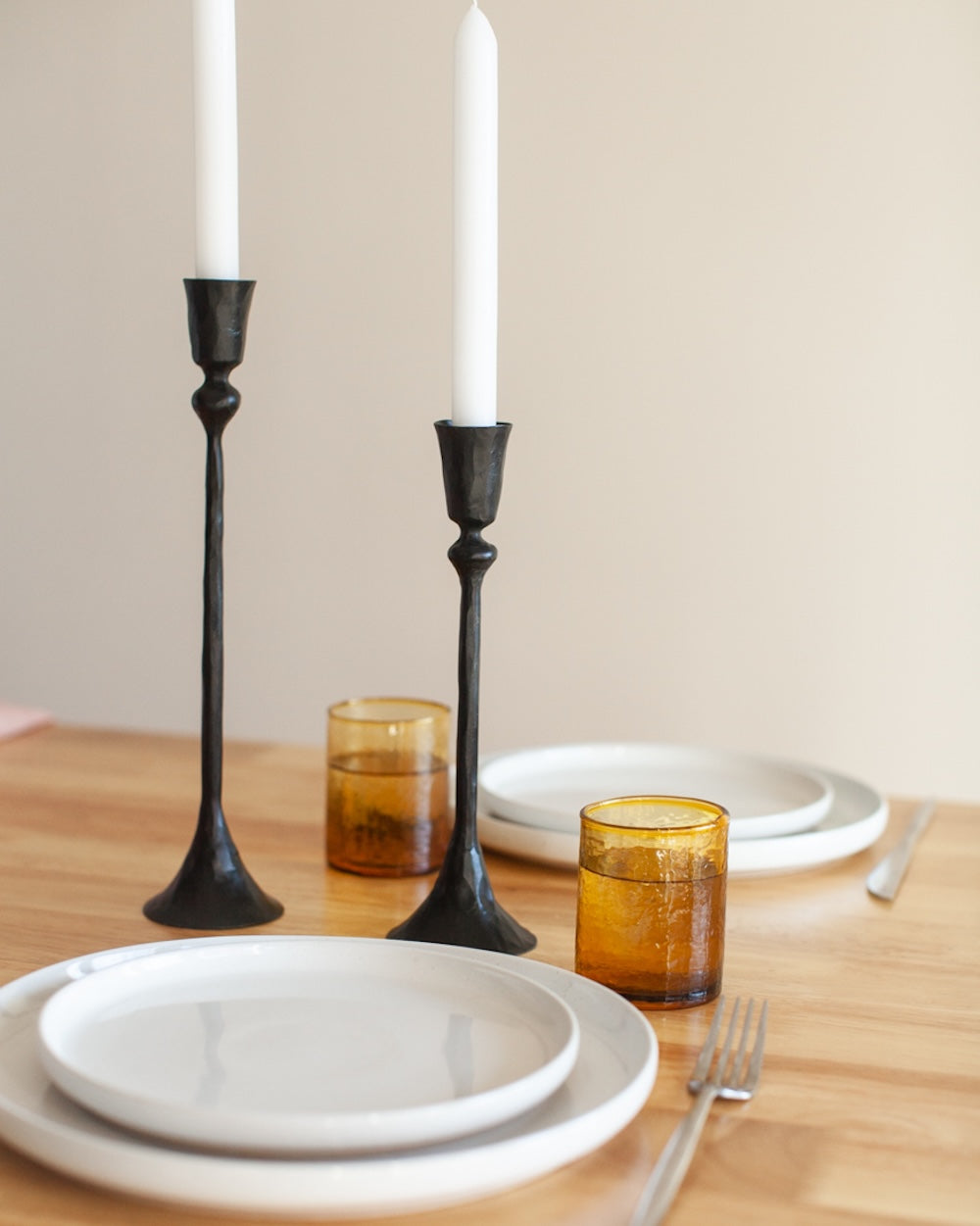 S/2 Gemini Candlesticks - Black Finish