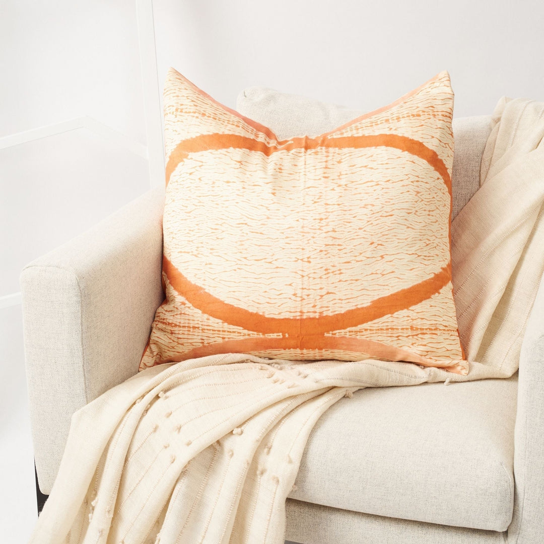 Arc Coral Hand Crafted Shibori Print Mulberry Silk Pillow