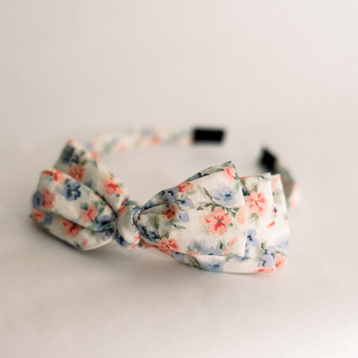 Three Little Bows Headband- Peony & Bluebell