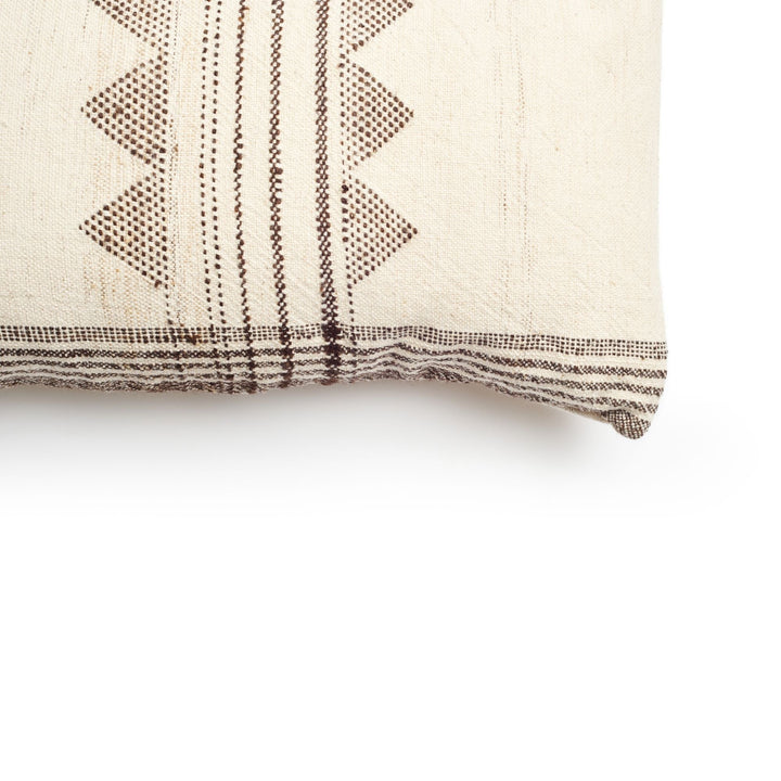 Kora White And Black Large Artisanal Handwoven Lumbar Pillow
