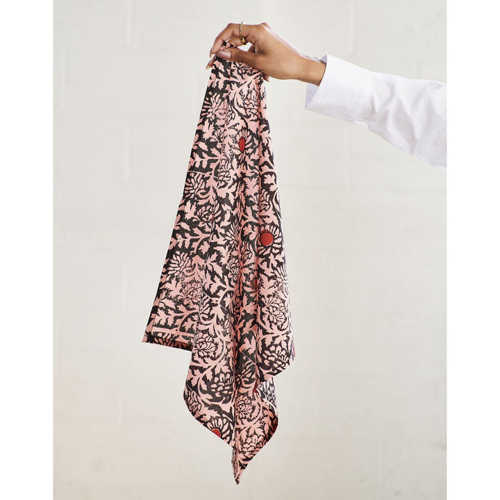 Hummus Floral Wax Block Printe Cotton Table Napkin( set of 4 )