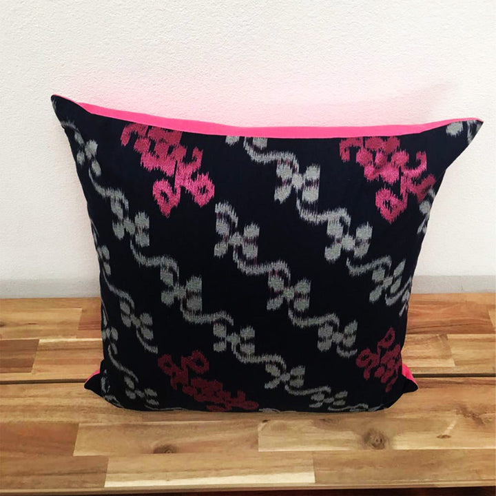 Handwoven Ikat Pillow Cover, Pink & Blue. Cover Only with No Insert. 20x20 inches, Cushion