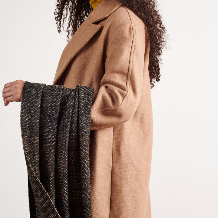 Graphite Black Brown Plush Soft Large Handloom Merino Scarf