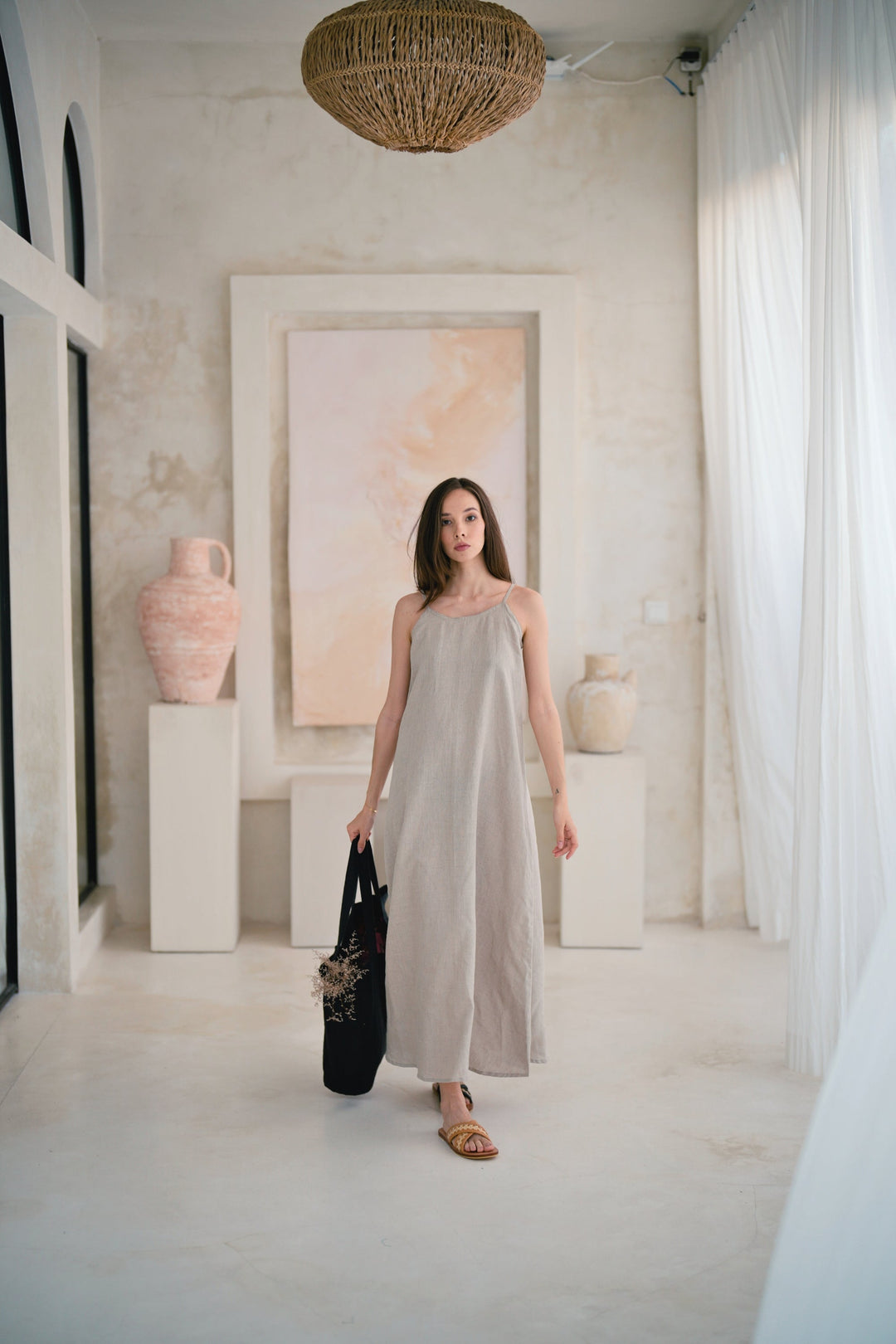 Maya Linen Dress in Natural